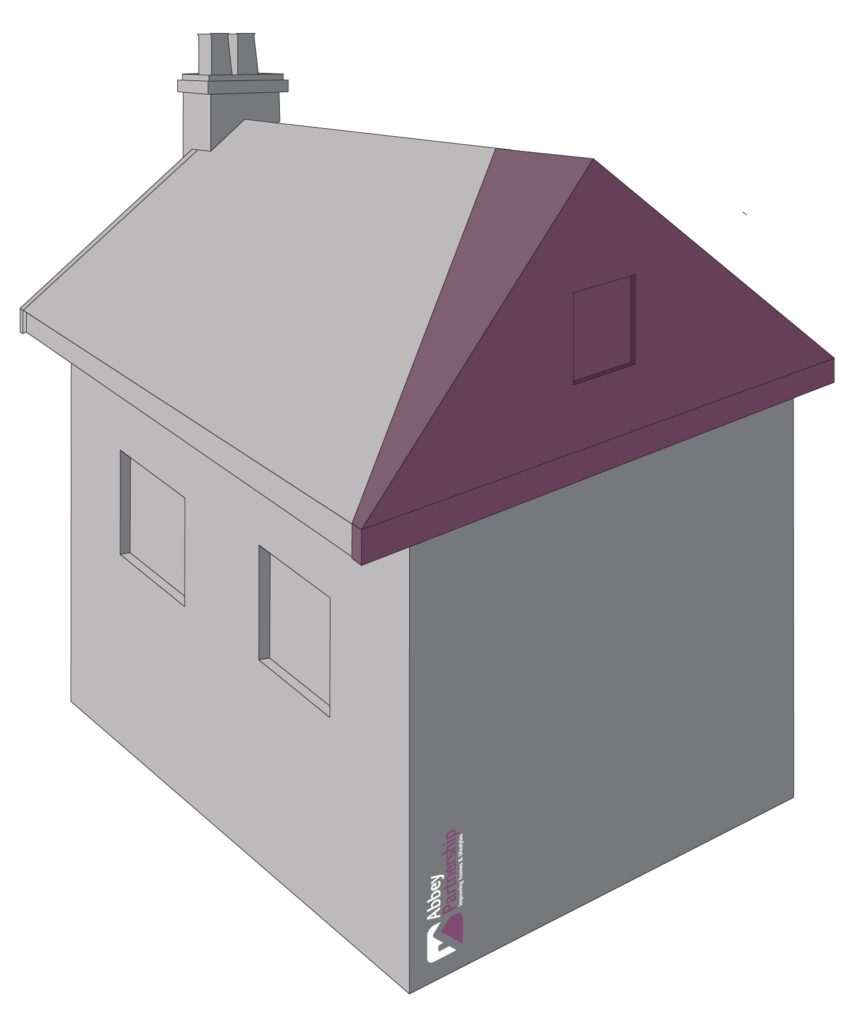 A graphic to demonstrate what a Hip-To-Gable Loft Conversion is and what it looks like
