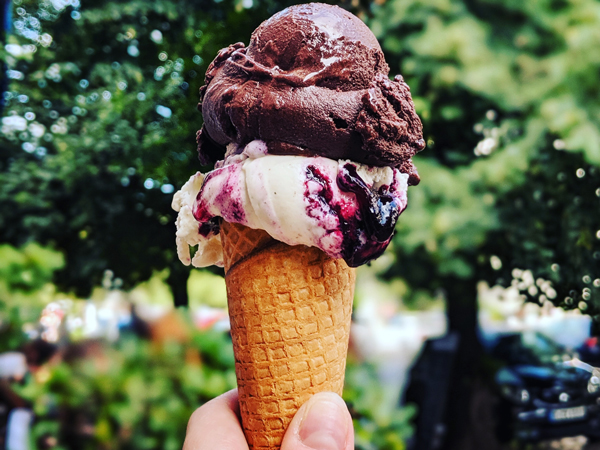 Woman holding ice cream