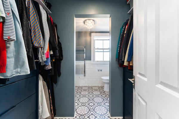 walk in wardrobe in a loft conversion